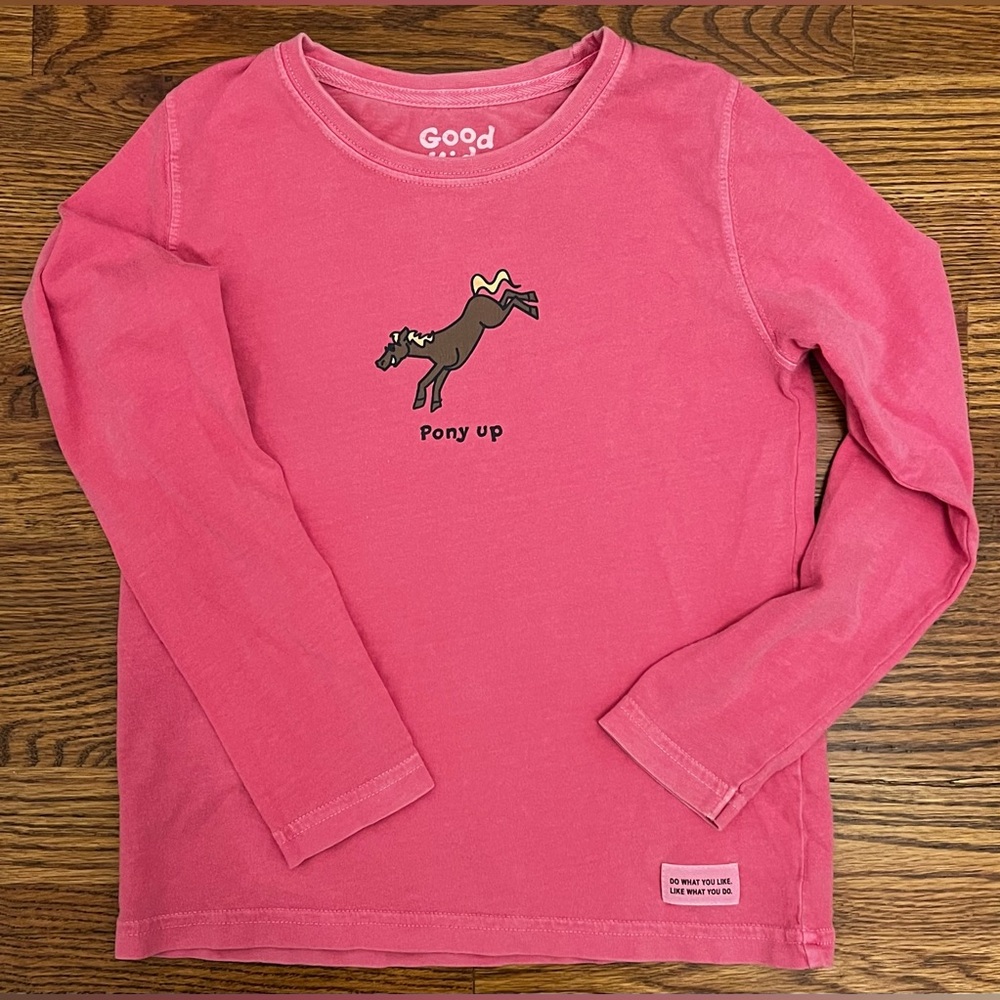 Vintage Life Is Good Girls Pony Up Long Sleeve Shirt Size 5